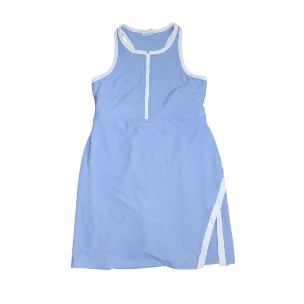 Sage Sky Blue and White Trim Mini Dress